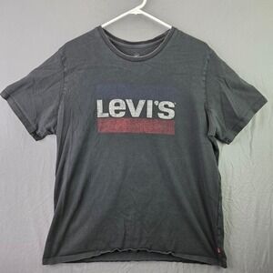 Levis Graphic T-Shirt Mens XL Black Good Short Sleeve Block Logo Tee